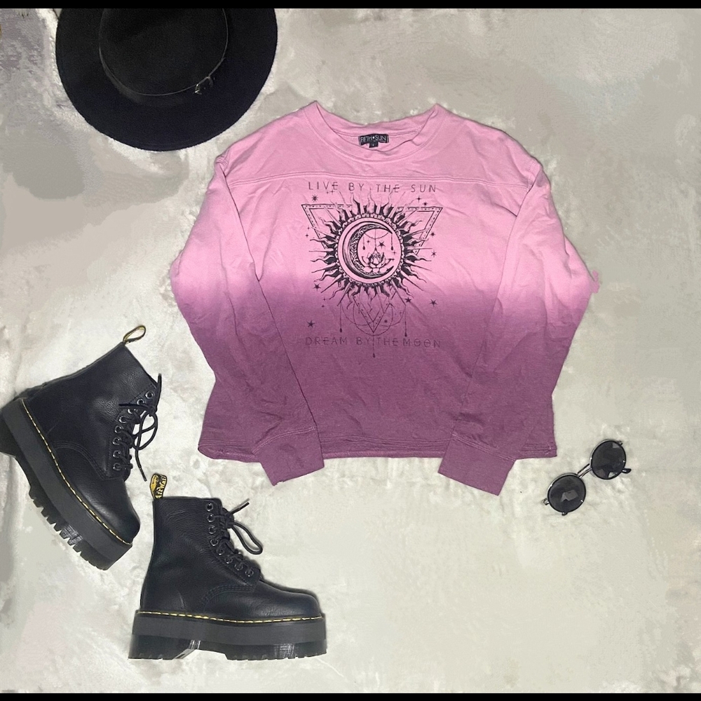 Fifth Sun Purple/Pink Cropped Sweatshirt
